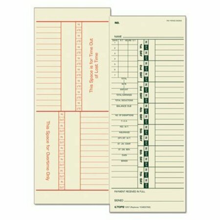 TOPS BUSINESS FORMS TOPS, Time Card For Acroprint/simplex, Weekly, Two-Sided, 3 1/2 X 9, 500PK 1257